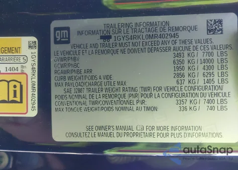 2021 Cadillac Escalade Esv 4Wd Sport Platinum from USA, damaged, VIN 1GYS4RKL0MR402945